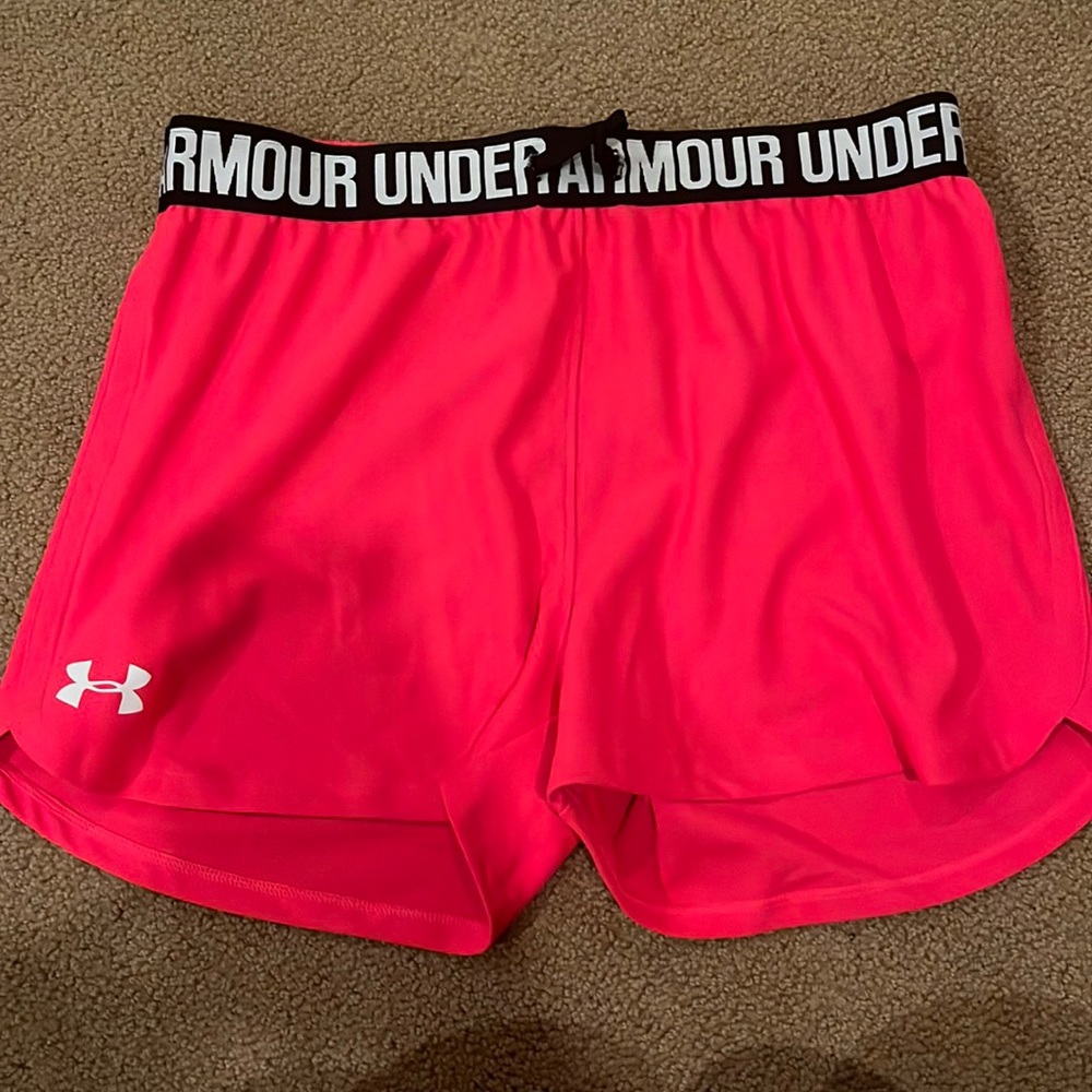 Bright pink under armor shorts